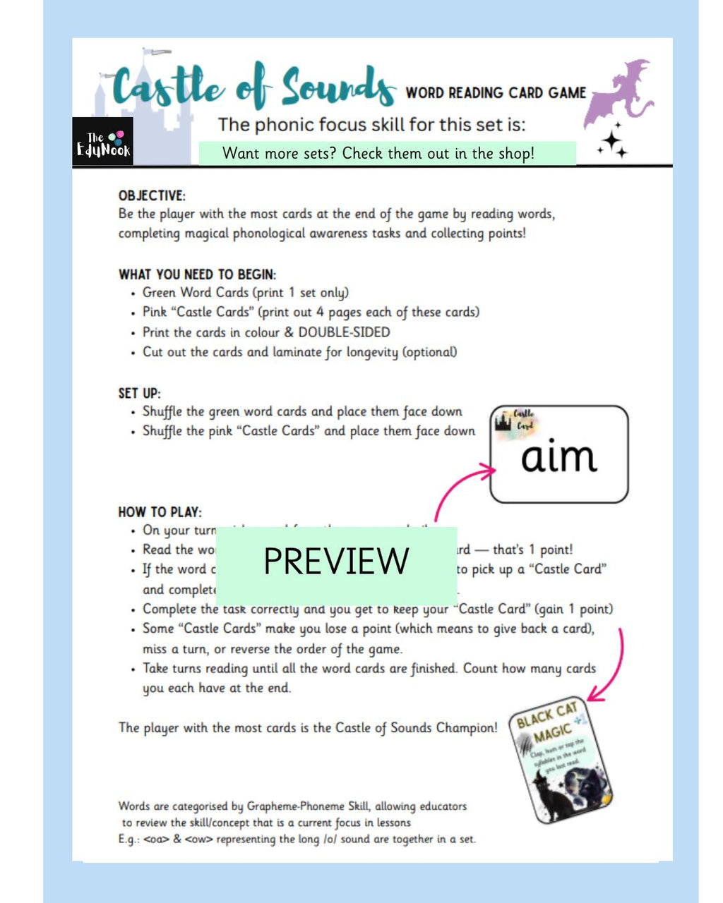 oa ow Castle of Sounds Reading Game