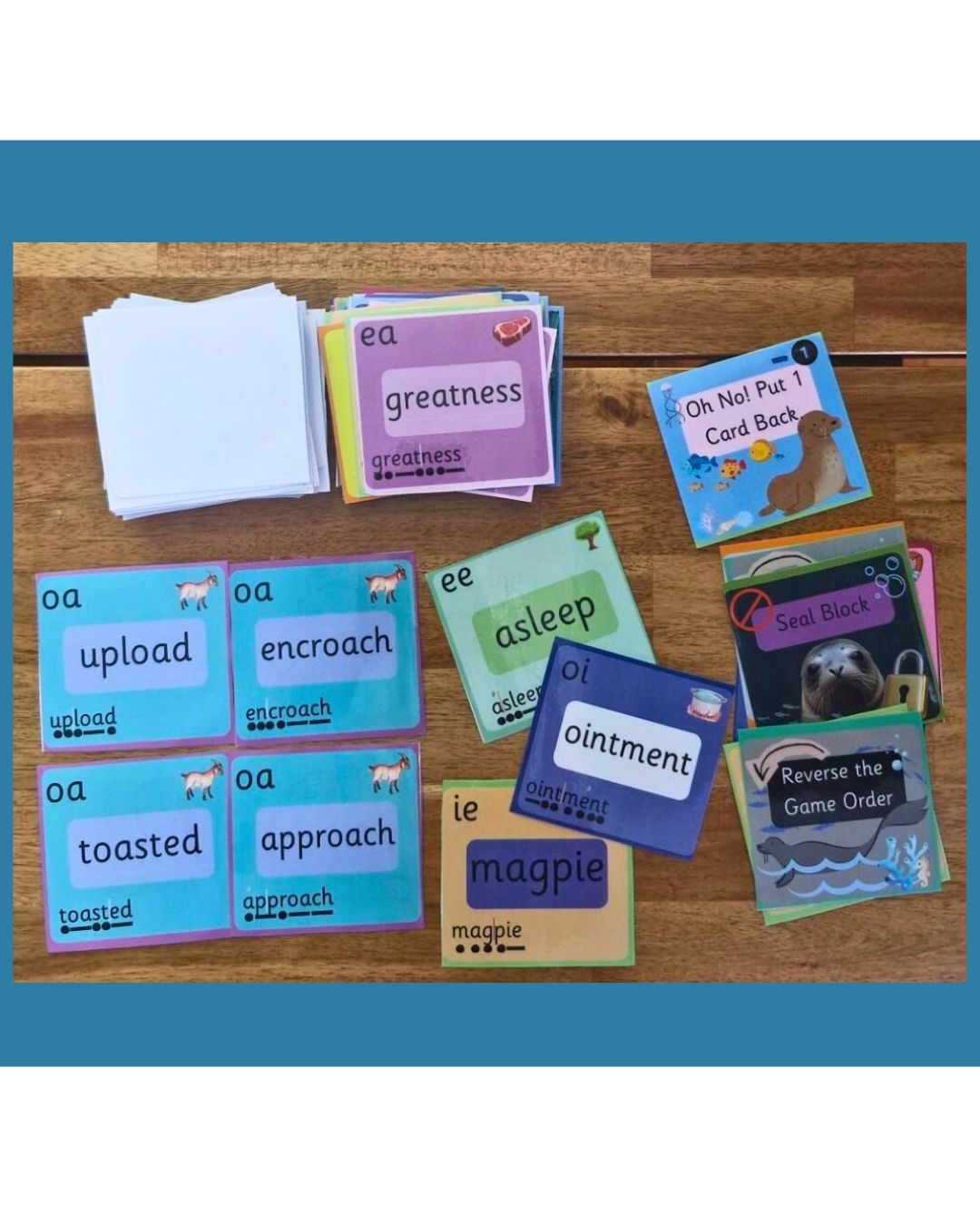 Square Seal Word Reading Card Game