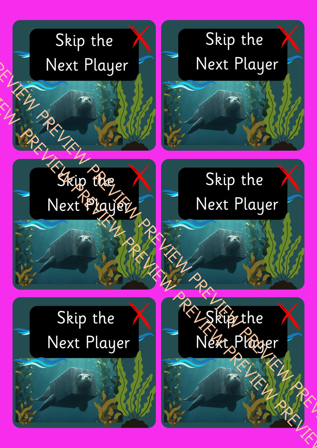 Square Seal Word Reading Card Game