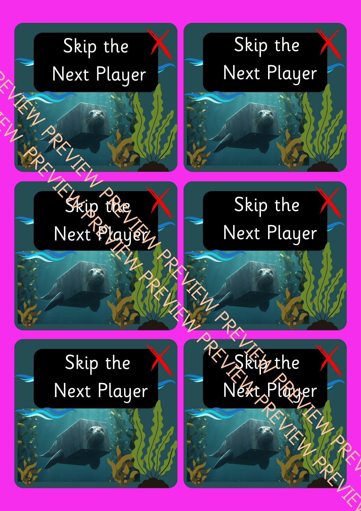 Square Seal Word Reading Card Game