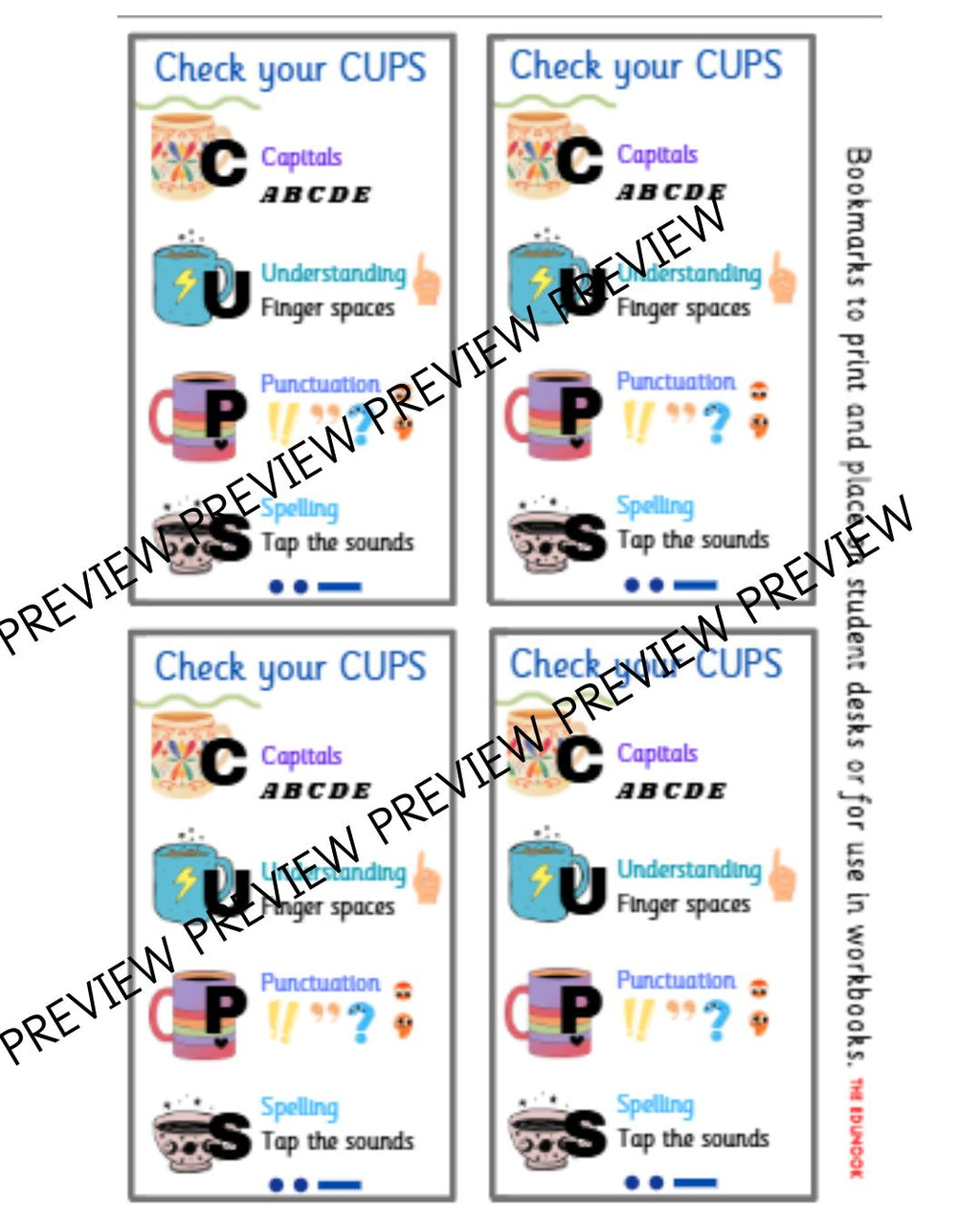 COPS Student Self-Editing Writing Bookmark