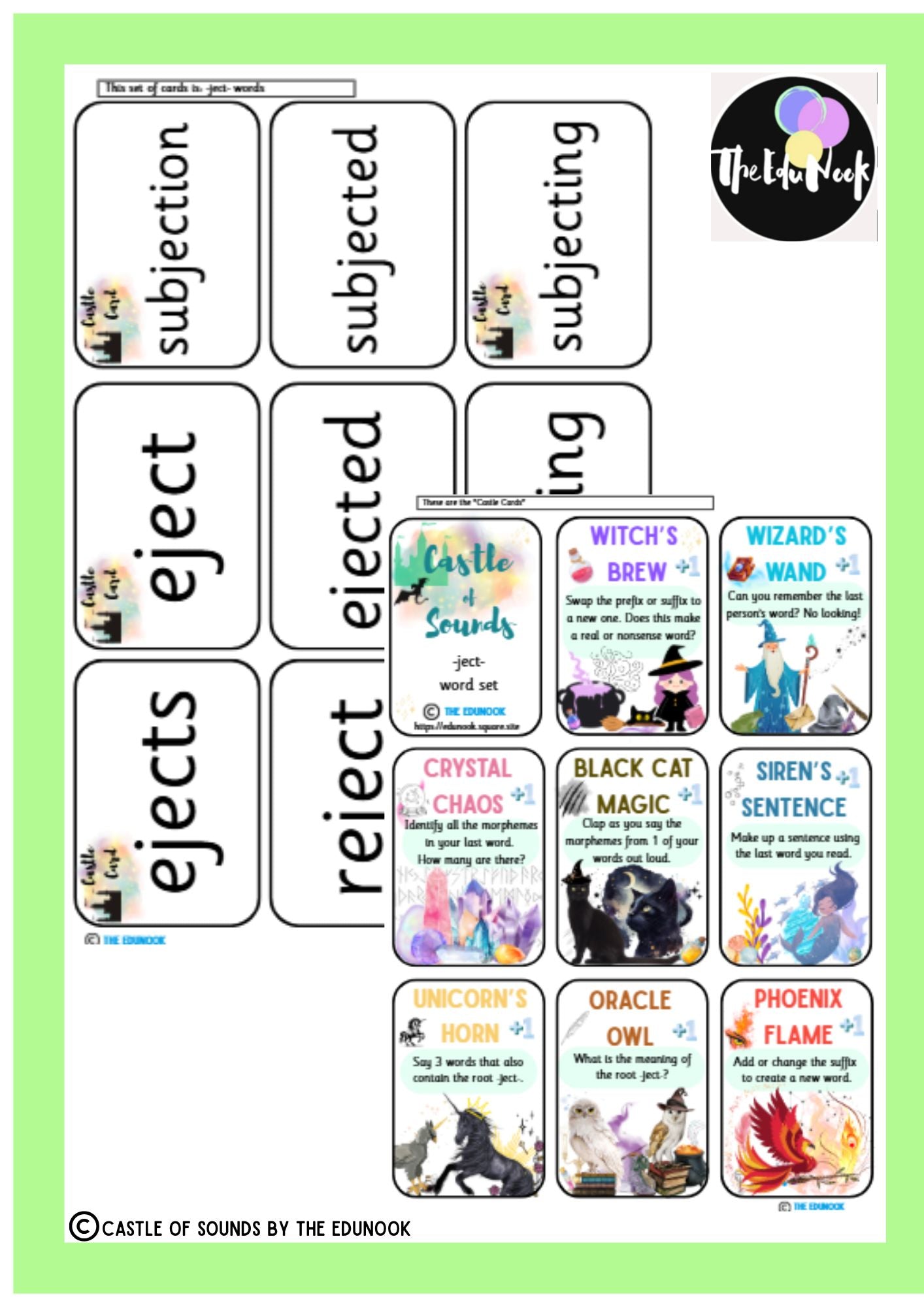 Castle of Sounds Word Reading Card Game