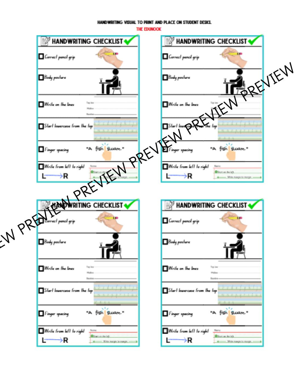 Handwriting Desk Chart & Posters