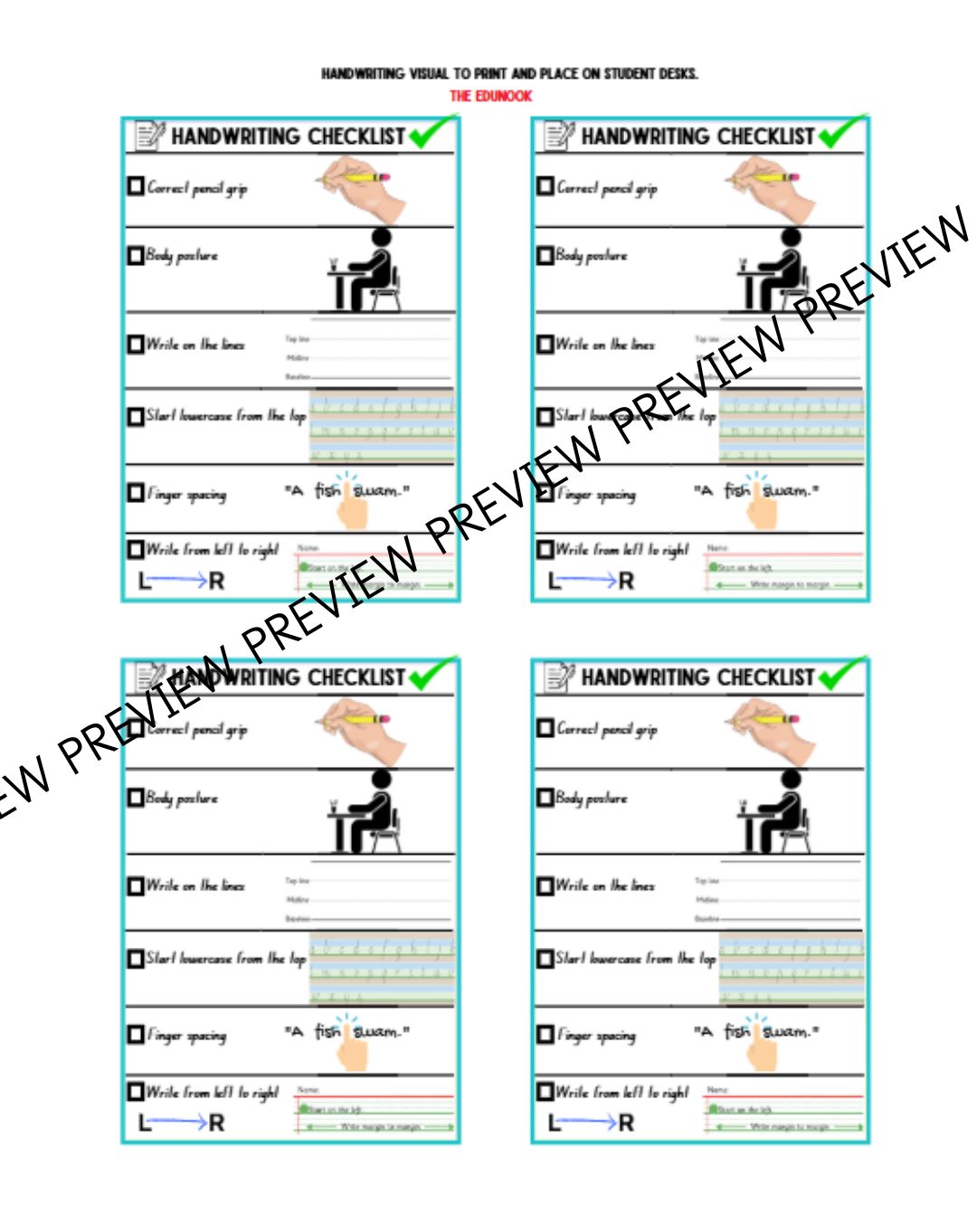 Handwriting Desk Chart & Posters