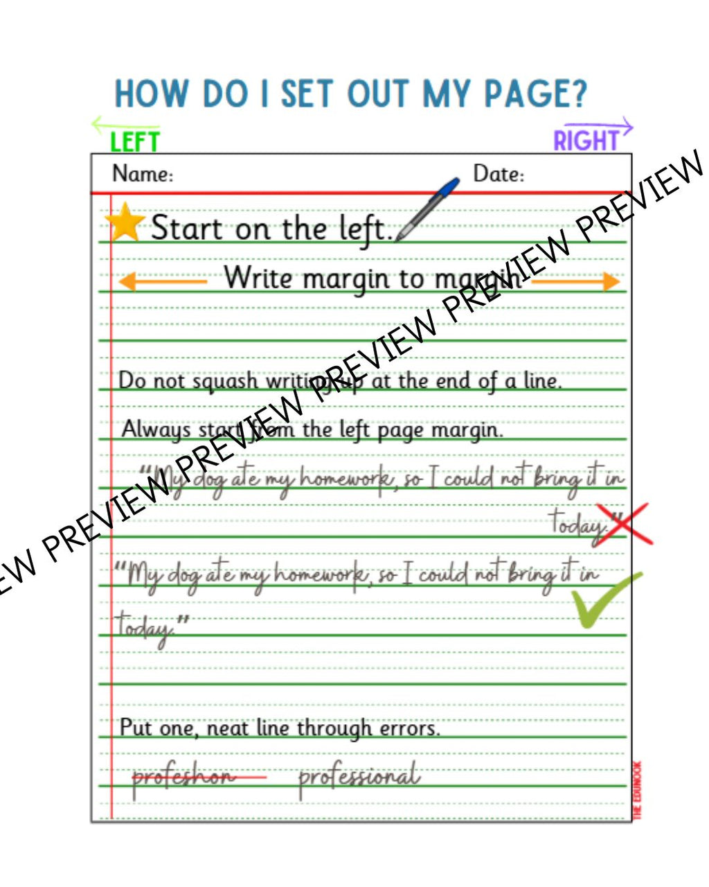 Handwriting Desk Chart & Posters